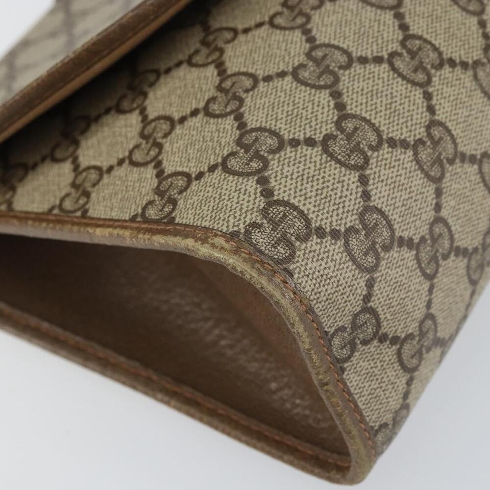 GUCCI GG Supreme Web Sherry Line Clutch Bag PVC Beige Gold 89 01 031 Auth 156430 - Picture 14 of 16